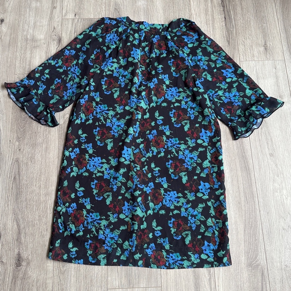 GANNI Flouncy Mini Dress, Meadow Azure Blue - Picture 3 of 10